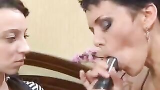 Appetizing Russian woman fucks with her mom using a strapon