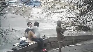 A peeping guy photographed sex of cute babies on the city streets