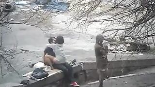 A peeping guy photographed sex of cute babies on the city streets