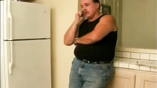 The old woman was fucking with a young kitchen worker