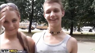 A girl was licked by two guys in a steamy scene
