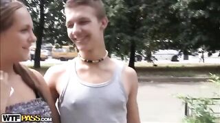 A girl was licked by two guys in a steamy scene