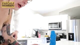 The girl flew over the bumps and landed with a wet pussy