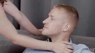A man fulfilled the wildest desires of a cute girl on the couch