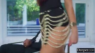 Security guard catches intruder and gets a blowjob