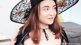 Lesbian beauties fucked in the ass by a guy in a role-playing scenario