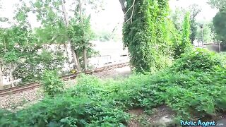 Blonde mature get her pussy railed right in public place