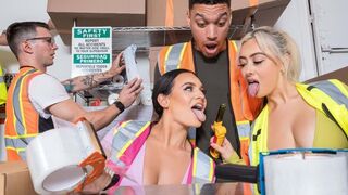 Three girls are not enough for a huge dick in their pussy