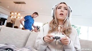 A hot nerd girl in glasses has sex with her boyfriend