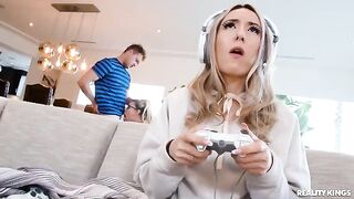 A hot nerd girl in glasses has sex with her boyfriend