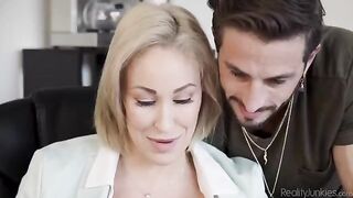 Girl is over worked and she masturbates in the office