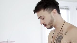 A man has sex with his wife at home