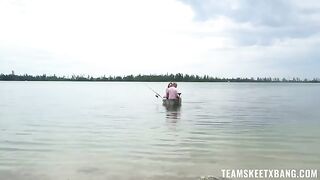 A couple has sex right in the woods, captured in POV style