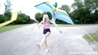 A girl is having fun with nature and her desire in the open air