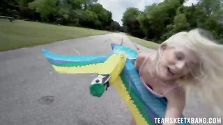 A girl is having fun with nature and her desire in the open air