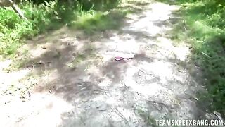 A girl is having fun with nature and her desire in the open air