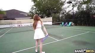 The cute girl is having a great sex with her tennis coach