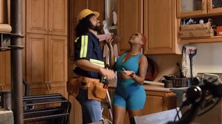A role play with a girl in a uniform on the kitchen, great!