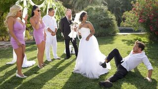 The bride is having fun with guests at the wedding, part 2