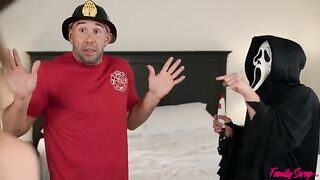 Unexpected visitors for a group sex party is not an accident
