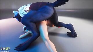 Busty girl fucked by a werewolf in a 3D cartoon