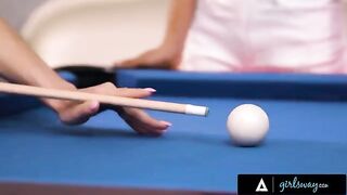 A busty MILF, Lexi Luna, teaches Nia Nacci how to play pool and more