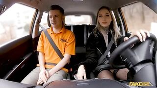 The man passed the exam, and the girl gave him a blowjob