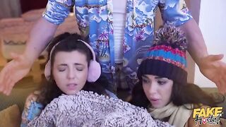 Their sweet pussies got wet after a steamy threesome session