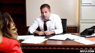 Two sexy MILFs are having fun in the office