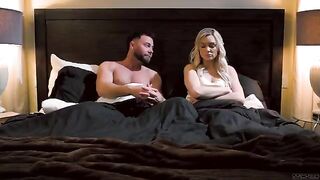 The night of our passion, a beautiful blonde has sex on the bed