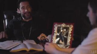 The man wants to push his dick in the girl’s tight asshole