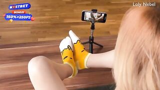 A woman decided to make a footjob video for her lover