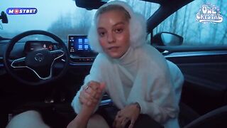 A beautiful and slutty schoolgirl gets fucked by a stranger in the car