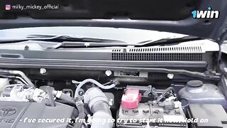 Babe fucked with the guy who helped her fix the car
