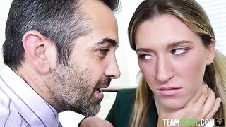The principal called the teacher and the student to his office