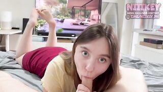 A beautiful girl met a guy and sucked his cock, was it right?