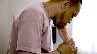 The black guy licks the sweet pussy of his blonde mistress