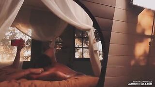 A couple has a hot reflection, and the man is very good at it