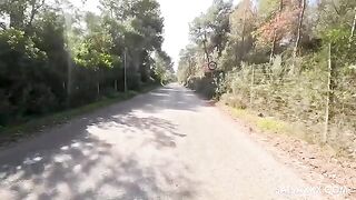An Amazon girl saddled a guy in a natural setting