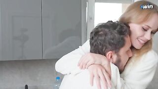 The housewife got her pussy filled with cum by the plumber in doggy style