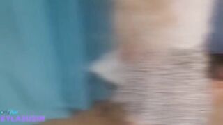 A cute girl is having sex with her boyfriend on the chair in doggy style