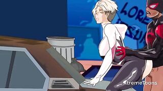 The best Spiderman hentai with Gwen Stacy and Miles Morales in action