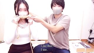 Rope bondage sex with intense vibration and cum pressure