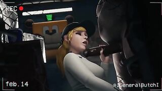 Vanessa was sucking and fucking in the services room at Freddy Fazbear’s
