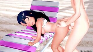 Nagatoro gets fucked on the beach after giving a blowjob