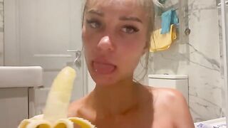 Monika Fox got her asshole filled with a banana in a steamy solo scene