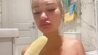 Monika Fox got her asshole filled with a banana in a steamy solo scene