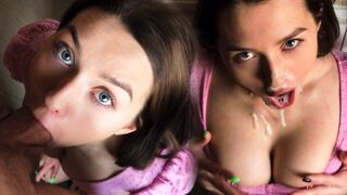 A sloppy blowjob with a hot girl and big natural tits