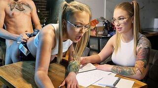 A girl is fucking to get good marks at college