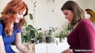 A man supports his girlfriend in a passionate threesome